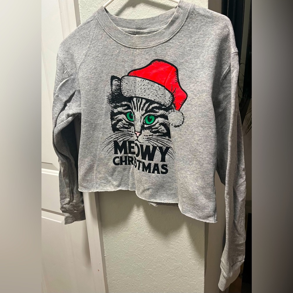Meowy Christmas cropped sweatshirt